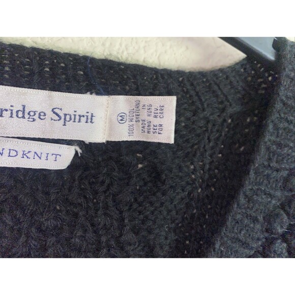 Vintage Cambridge Spirit Wool Fisherman Cable  Knit Cardigan Sweater Button M - Picture 11 of 12